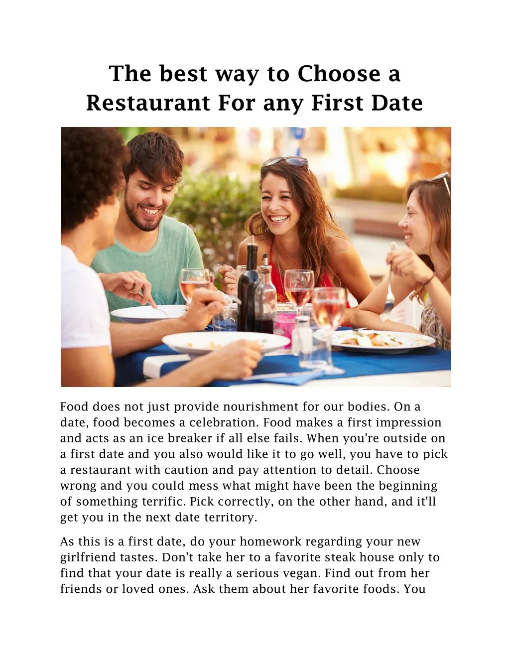 the best way to choose a restaurant for any first