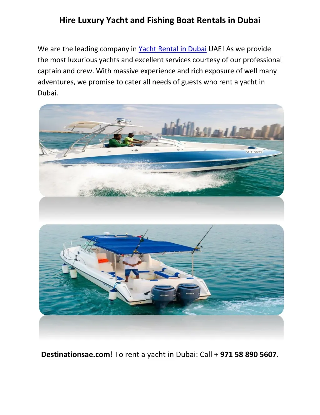 hire luxury yacht and fishing boat rentals