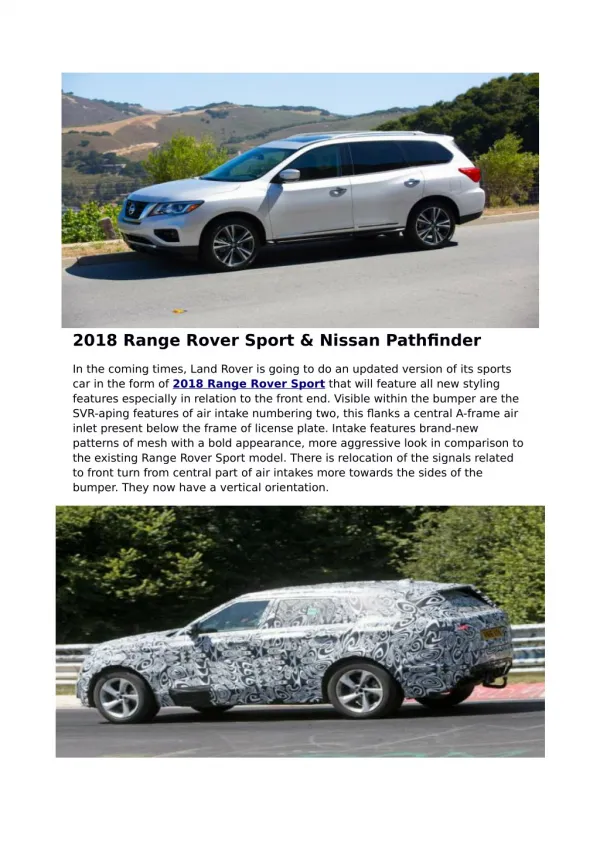 2018 Range Rover Sport & Nissan Pathfinder