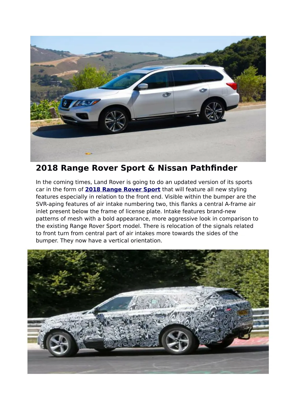2018 range rover sport nissan pathfinder