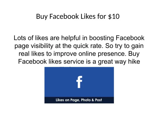 Buy Facebook Likes for $10