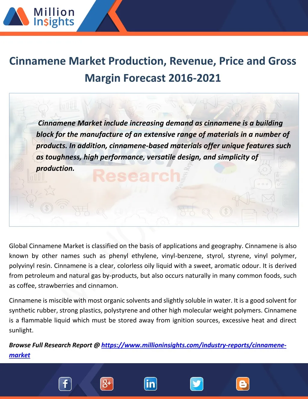 cinnamene market production revenue price