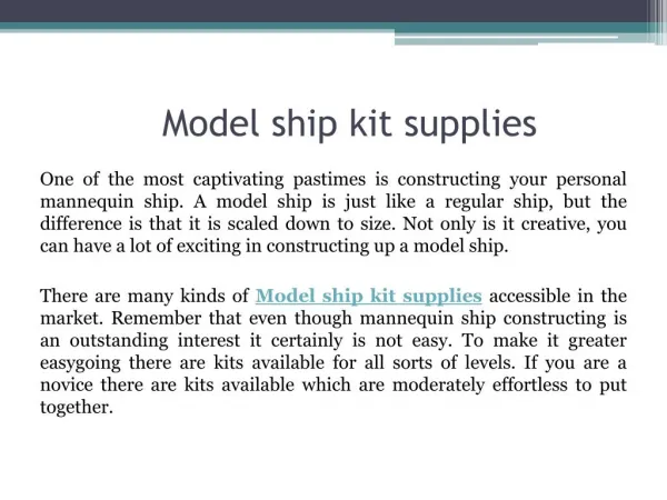 Model ship kit supplies