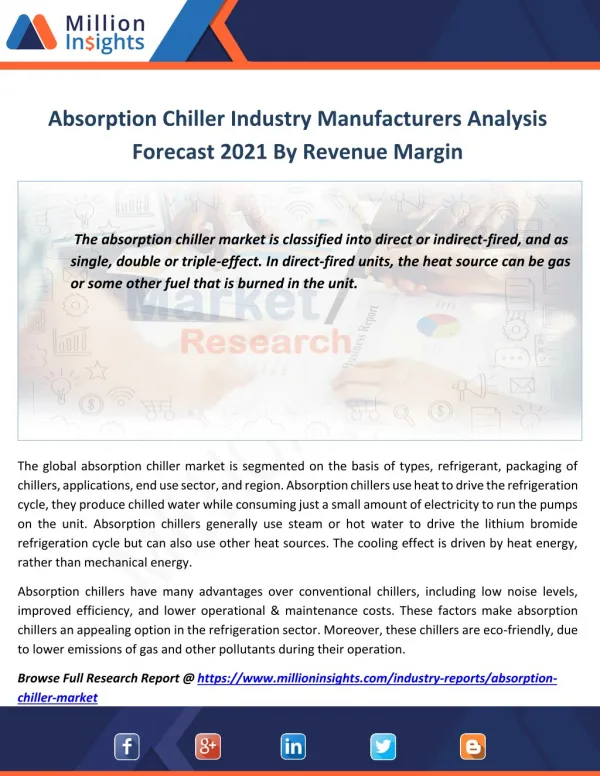 Absorption Chiller Marketing Strategy Analysis, Distributors,Traders Forecast 2021