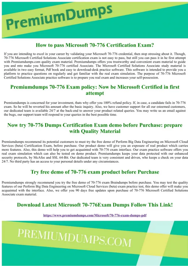 70-776 Microsoft Certified Solutions Associate Exam Questions