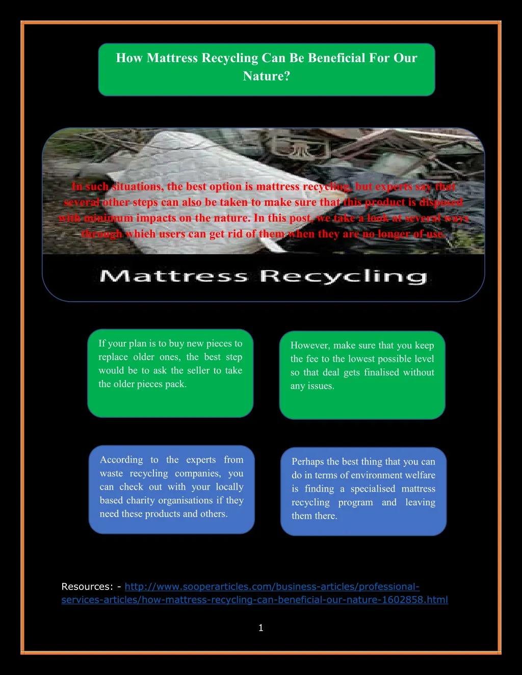 how mattress recycling can be beneficial