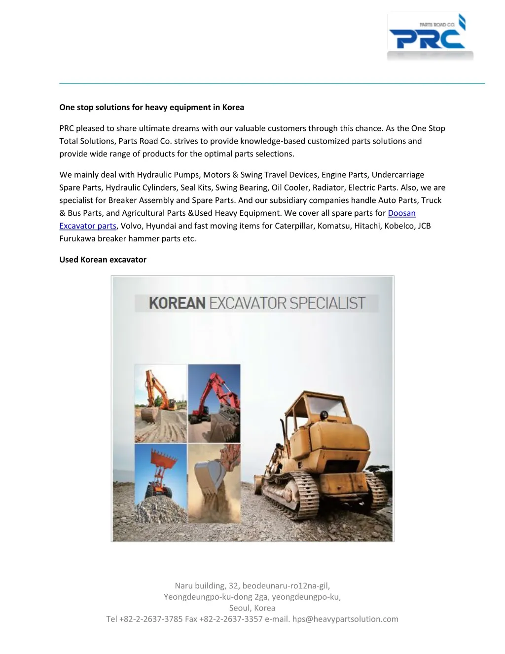 one stop solutions for heavy equipment in korea