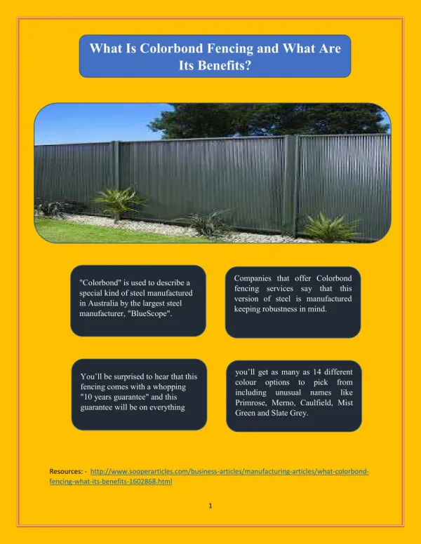 What Is Colorbond Fencing and What Are Its Benefits?