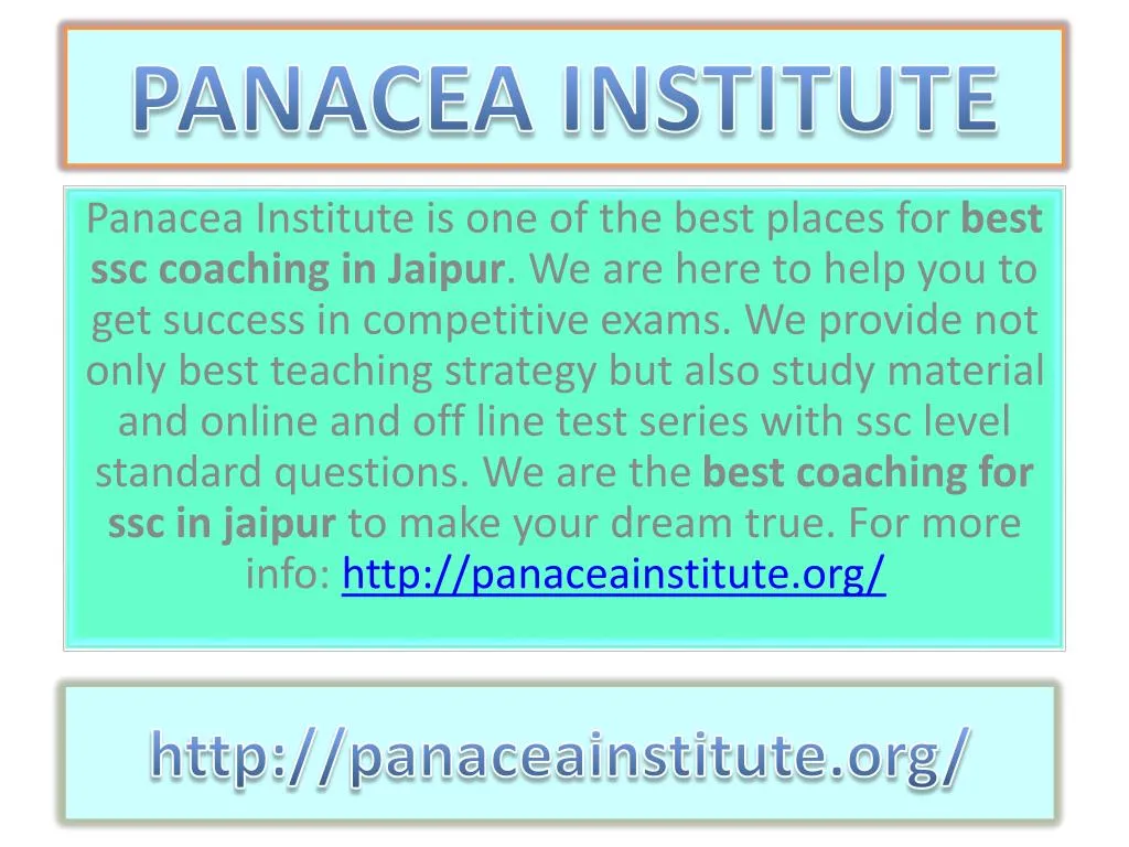 http panaceainstitute org