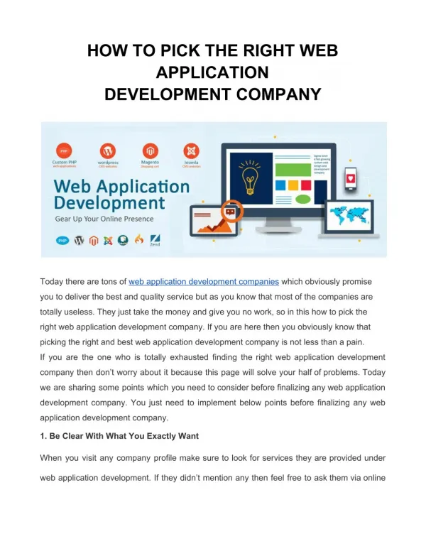 How to pick the right web application development company