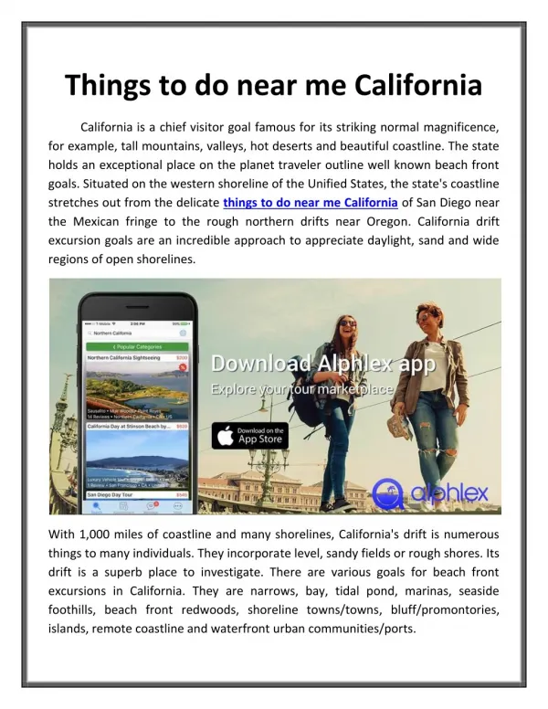 Things to do near me California _Alphlex