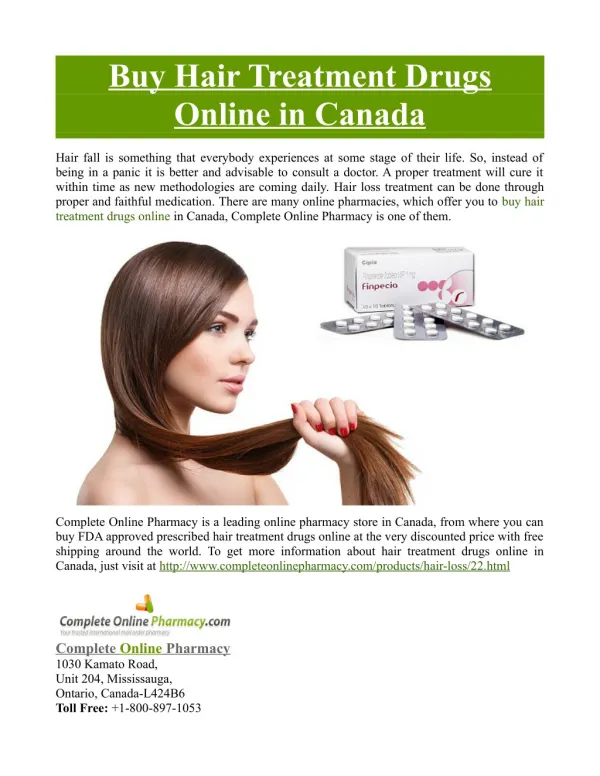 Buy Hair Treatment Drugs Online in Canada