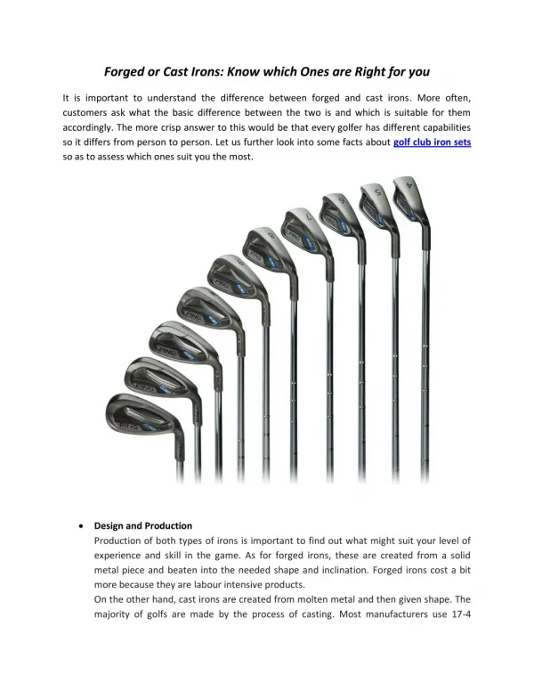 Facts About Golf Club Iron Sets