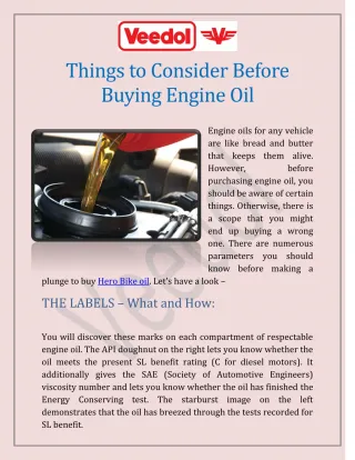 Things to Consider Before Buying Engine Oil - slide 1