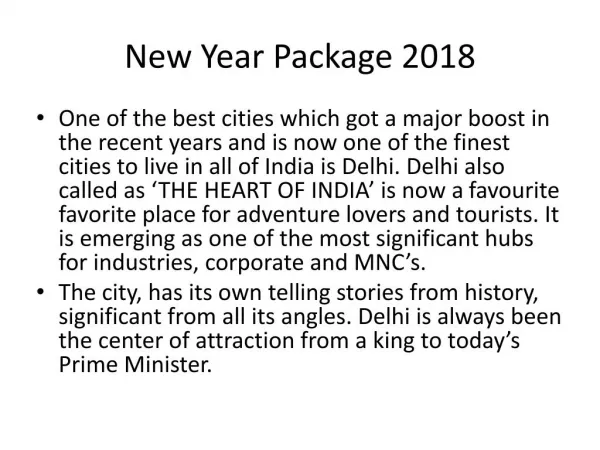 New year 2018 packages Near Delhi