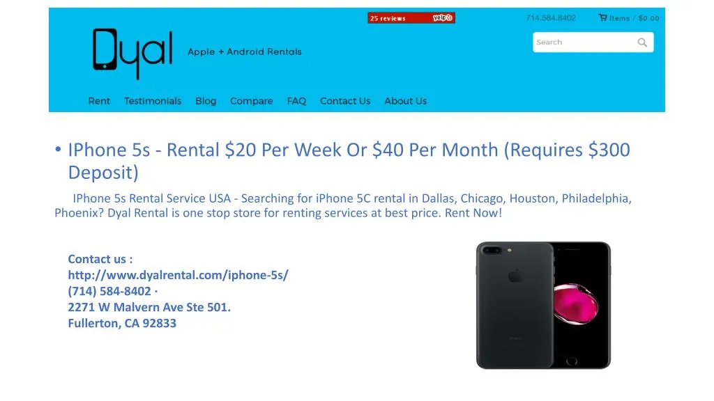 iphone 5s rental 20 per week or 40 per month