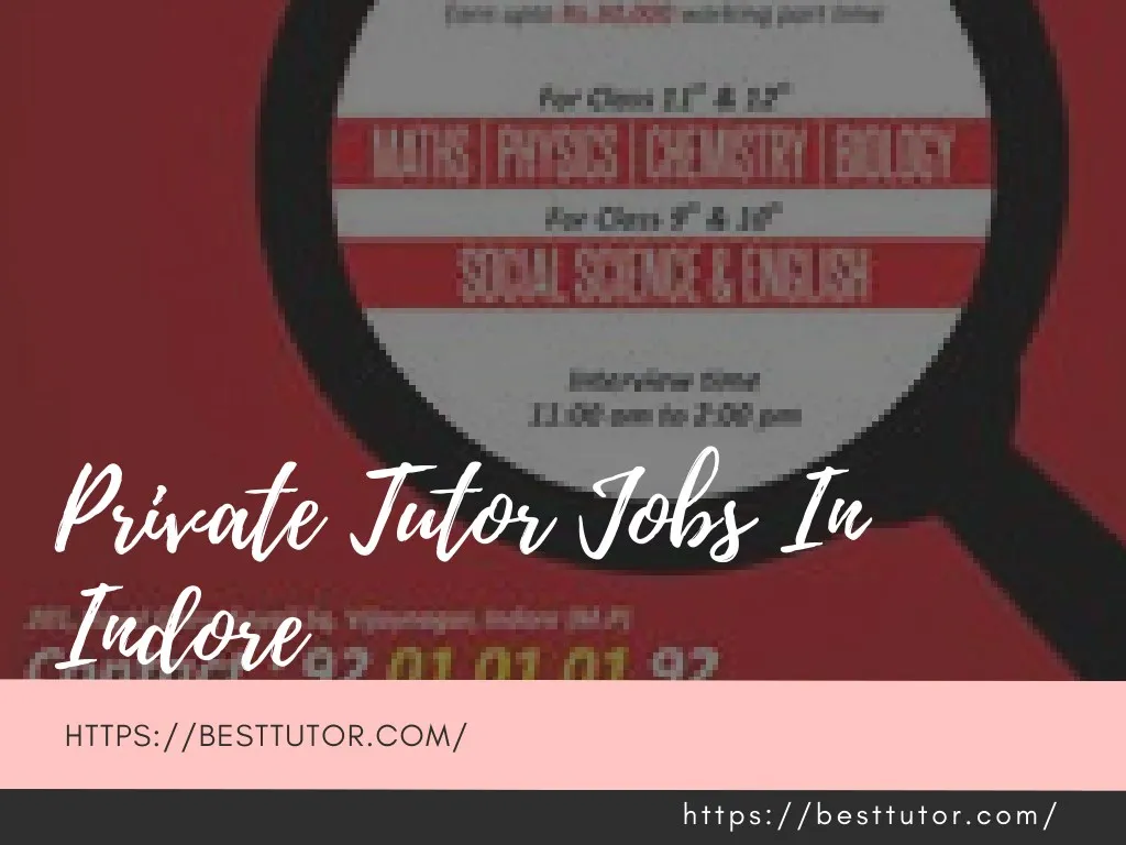 private tutor jobs in indore