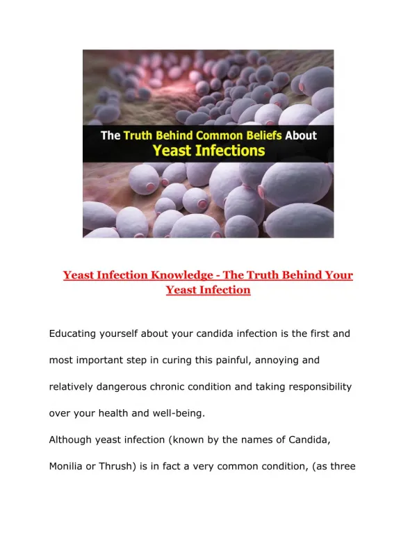 Yeast Infection Knowledge - The Truth Behind Your Yeast Infection