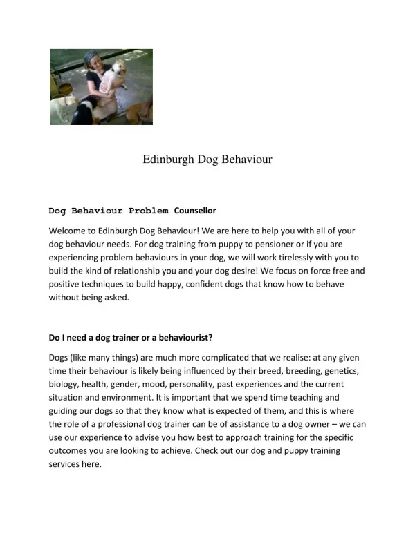 Dog Behaviourist Edinburgh