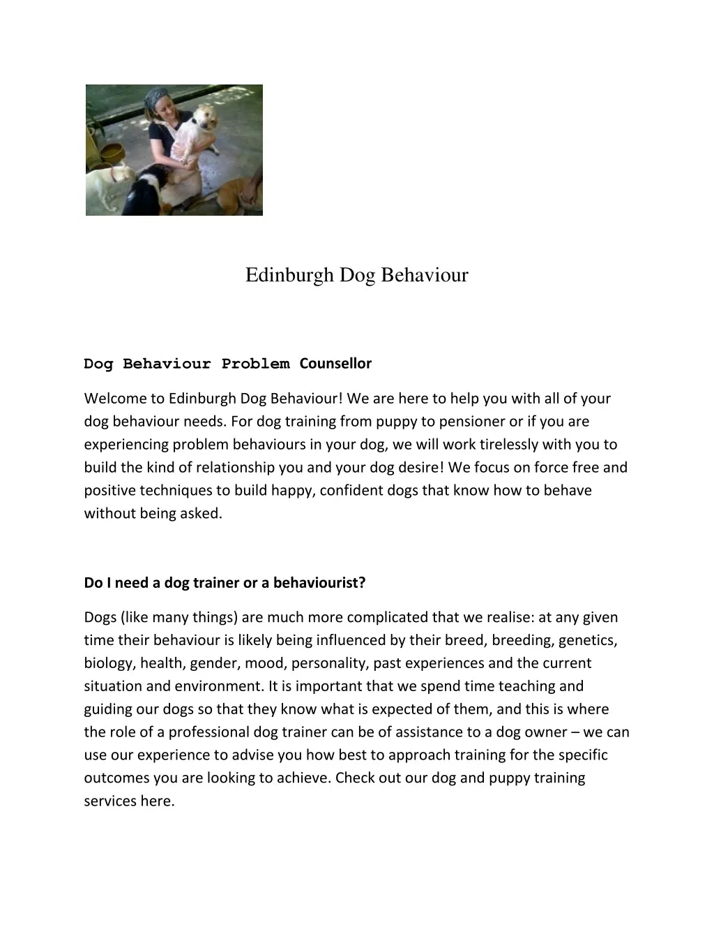 edinburgh dog behaviour