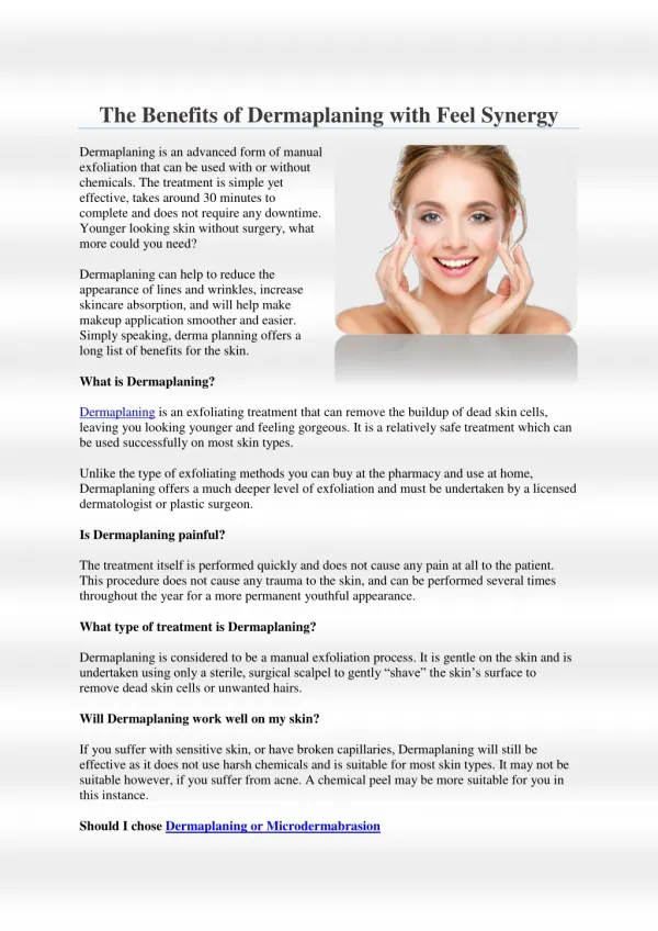 The Benefits of Dermaplaning with Feel Synergy