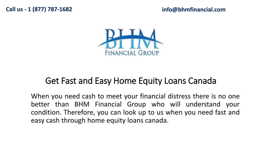 get fast and easy home equity loans canada
