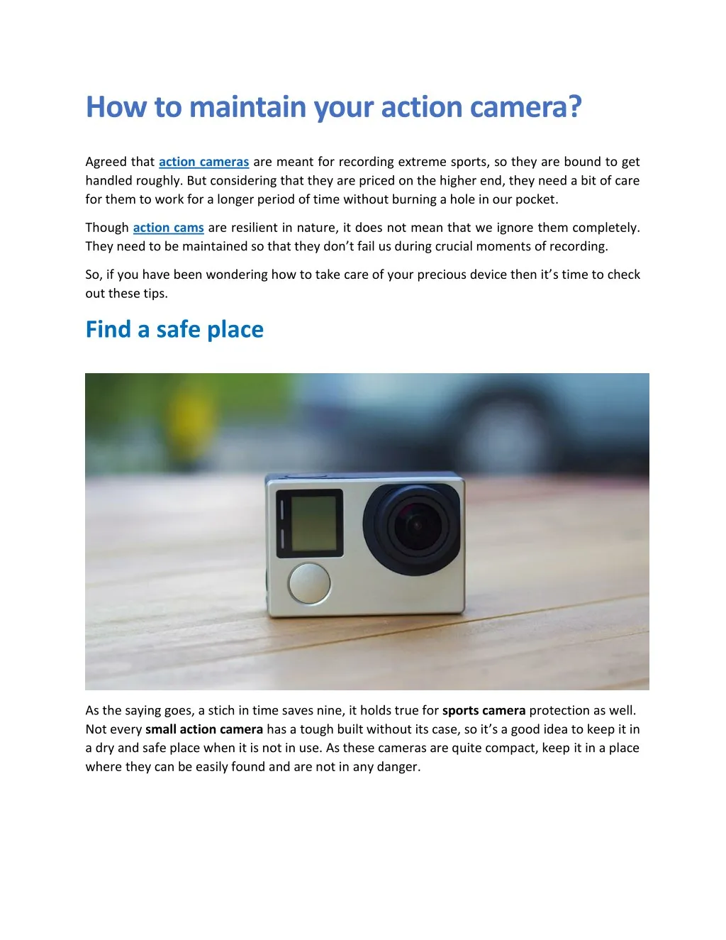 how to maintain your action camera