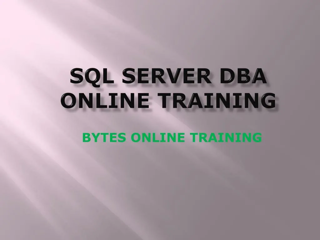 sql server dba online training