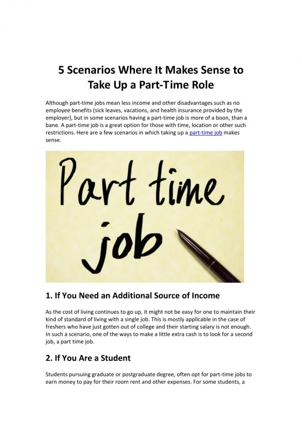 5 Scenarios Where It Makes Sense to Take Up a Part-Time Role