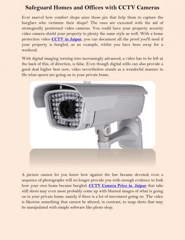Safeguard Homes and Offices with CCTV Cameras