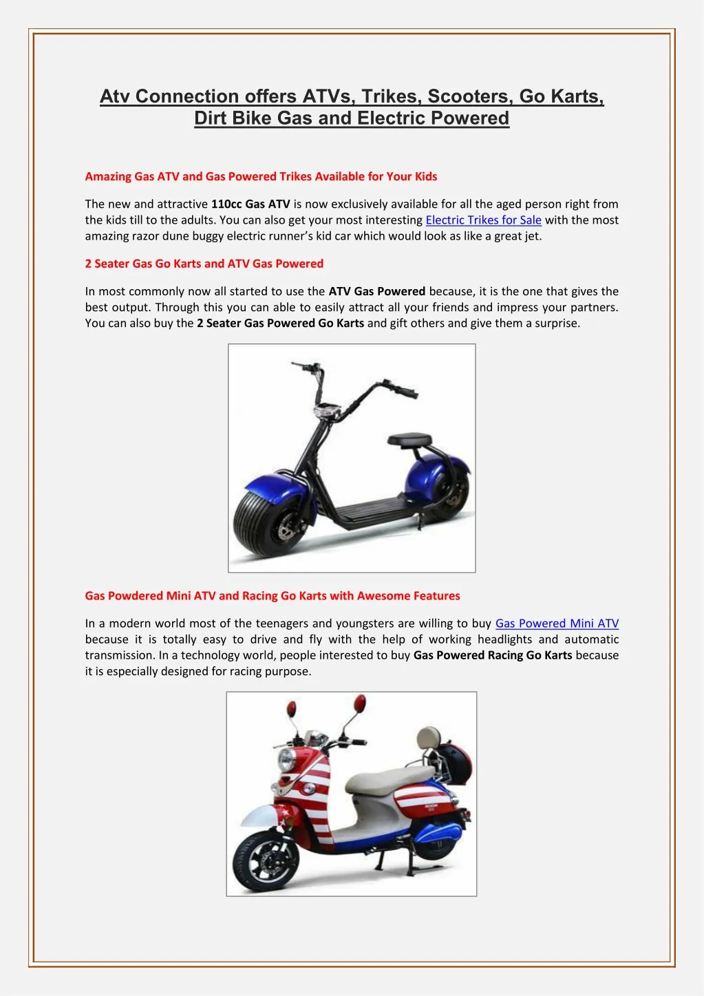 atv connection offers atvs trikes scooters