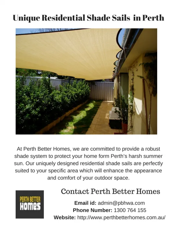 Unique Residential Shade Sails in Perth