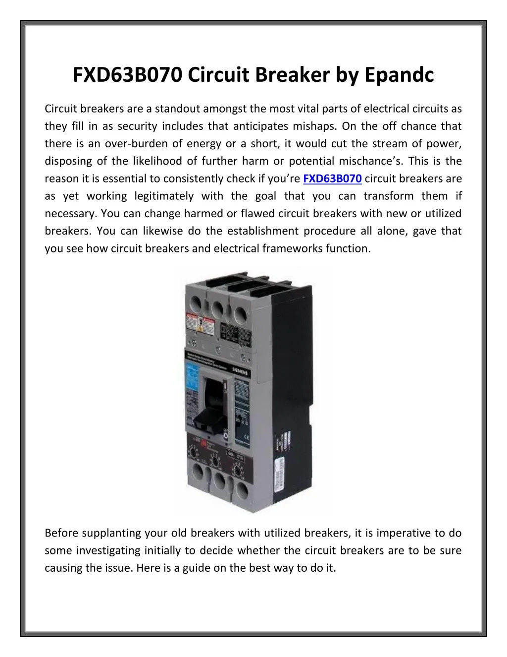 fxd63b070 circuit breaker by epandc
