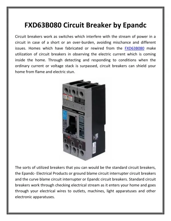 FXD63B080 Circuit Breaker by Epandc