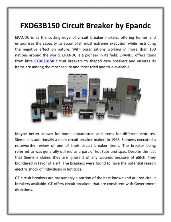 FXD63B150 Circuit Breaker by Epandc