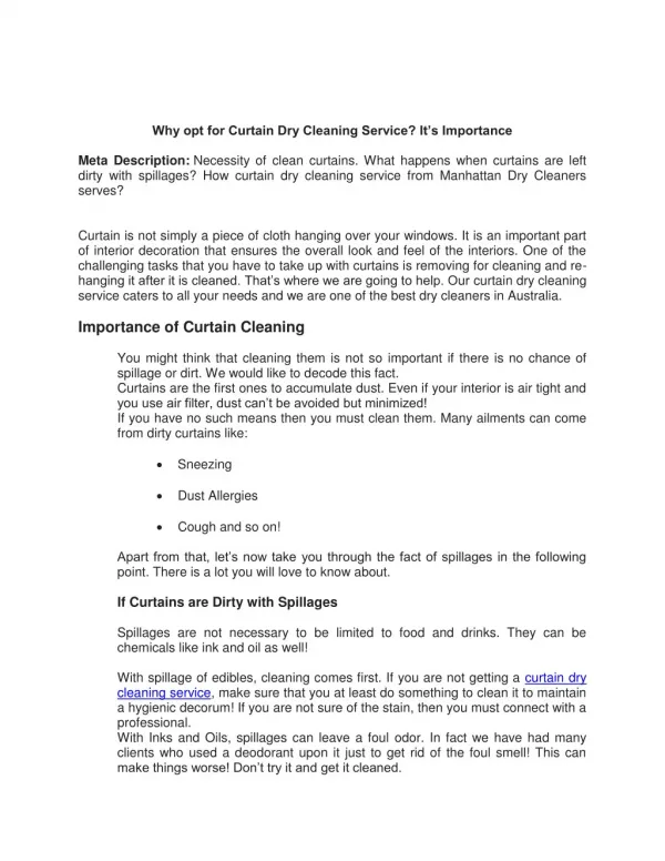 curtain dry cleaning service