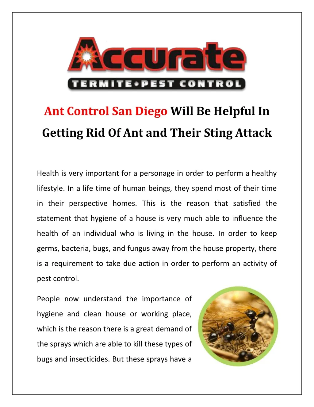 ant control san diego will be helpful in
