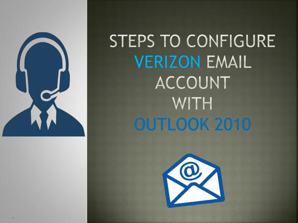 steps to configure verizon email account with outlook 2010