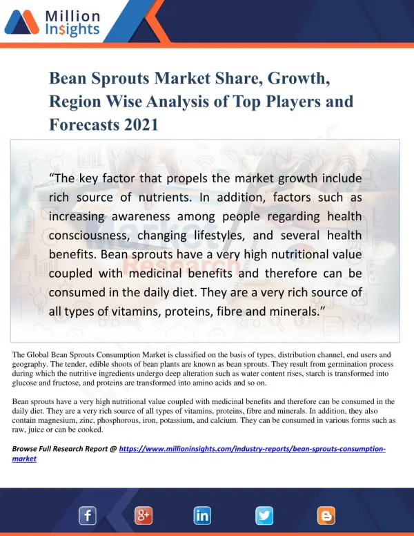 Bean Sprouts Market Share, Growth, Region Wise Analysis of Top Players and Forecasts 2021