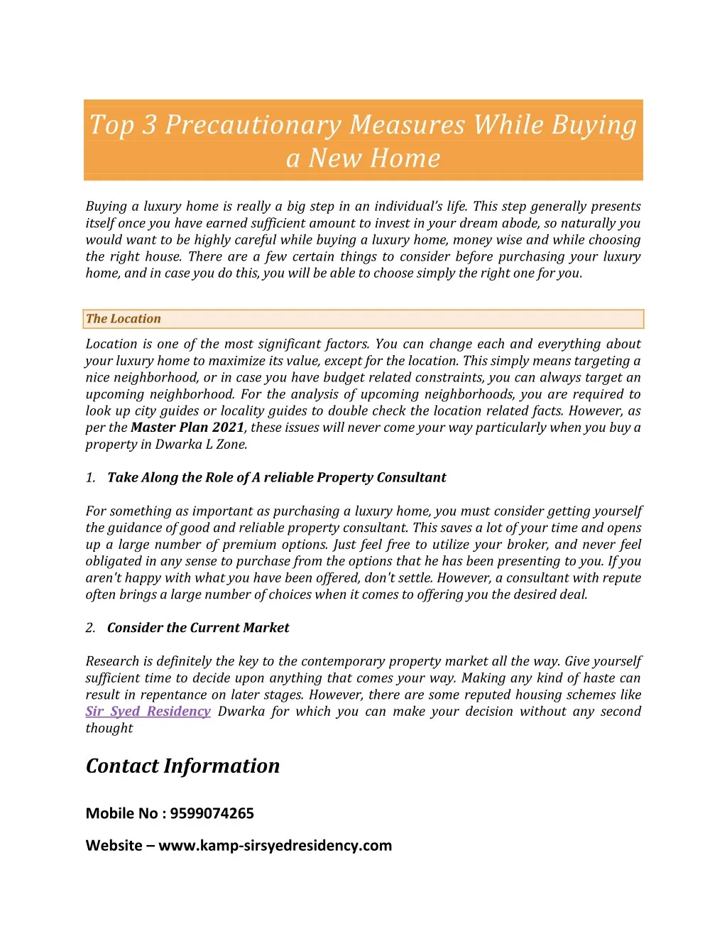 top 3 precautionary measures while buying