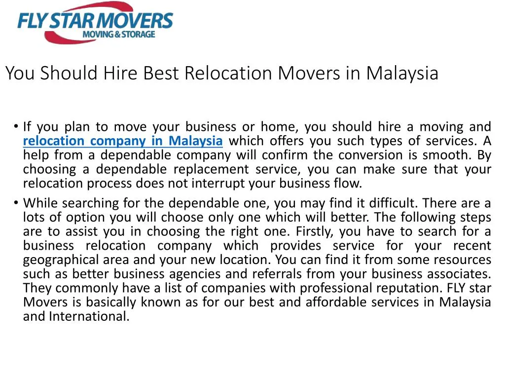 you should hire best relocation movers in malaysia