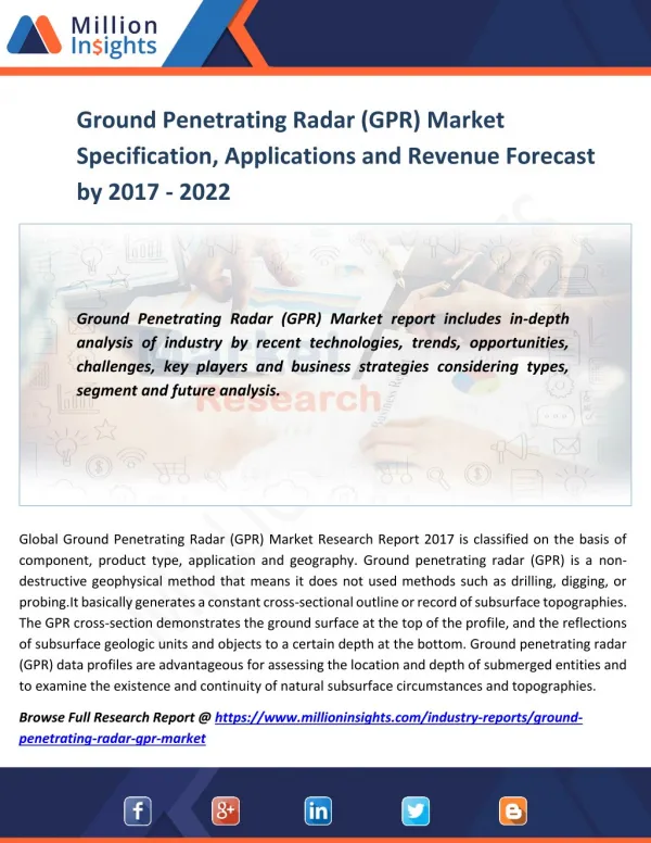 Ground Penetrating Radar (GPR) Market Specification, Applications and Revenue Forecast by 2016 - 2021