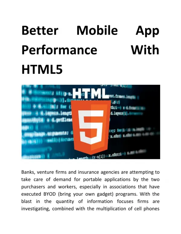 Better Mobile App Performance With HTML5