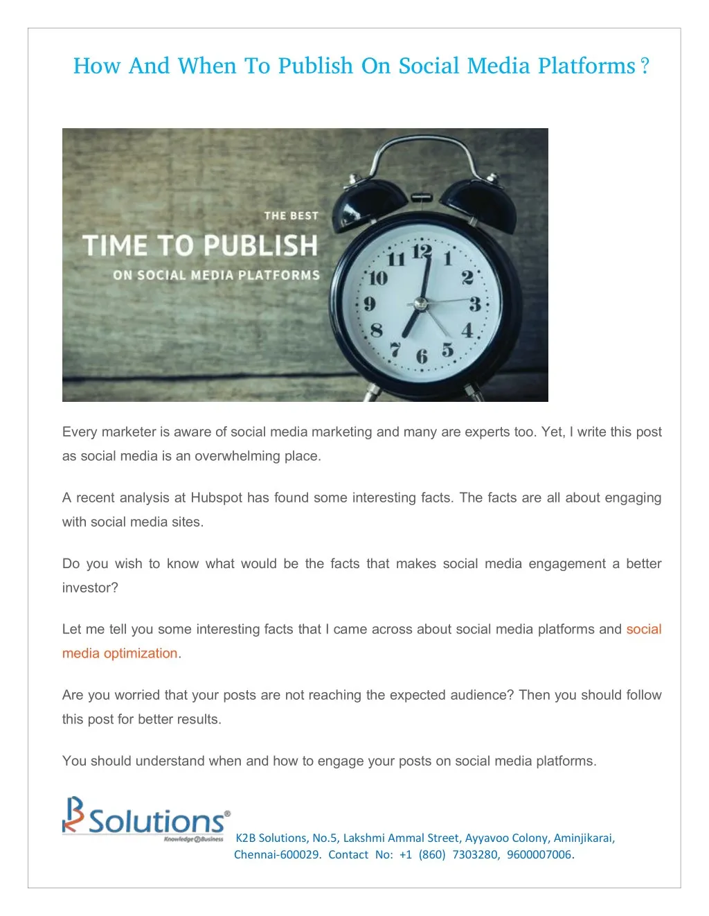 how and when to publish on social media platforms
