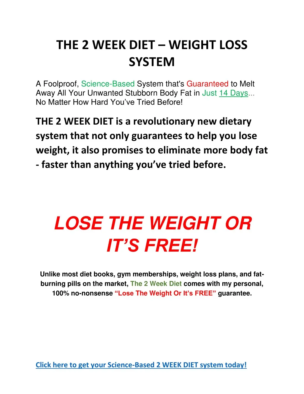 the 2 week diet weight loss system