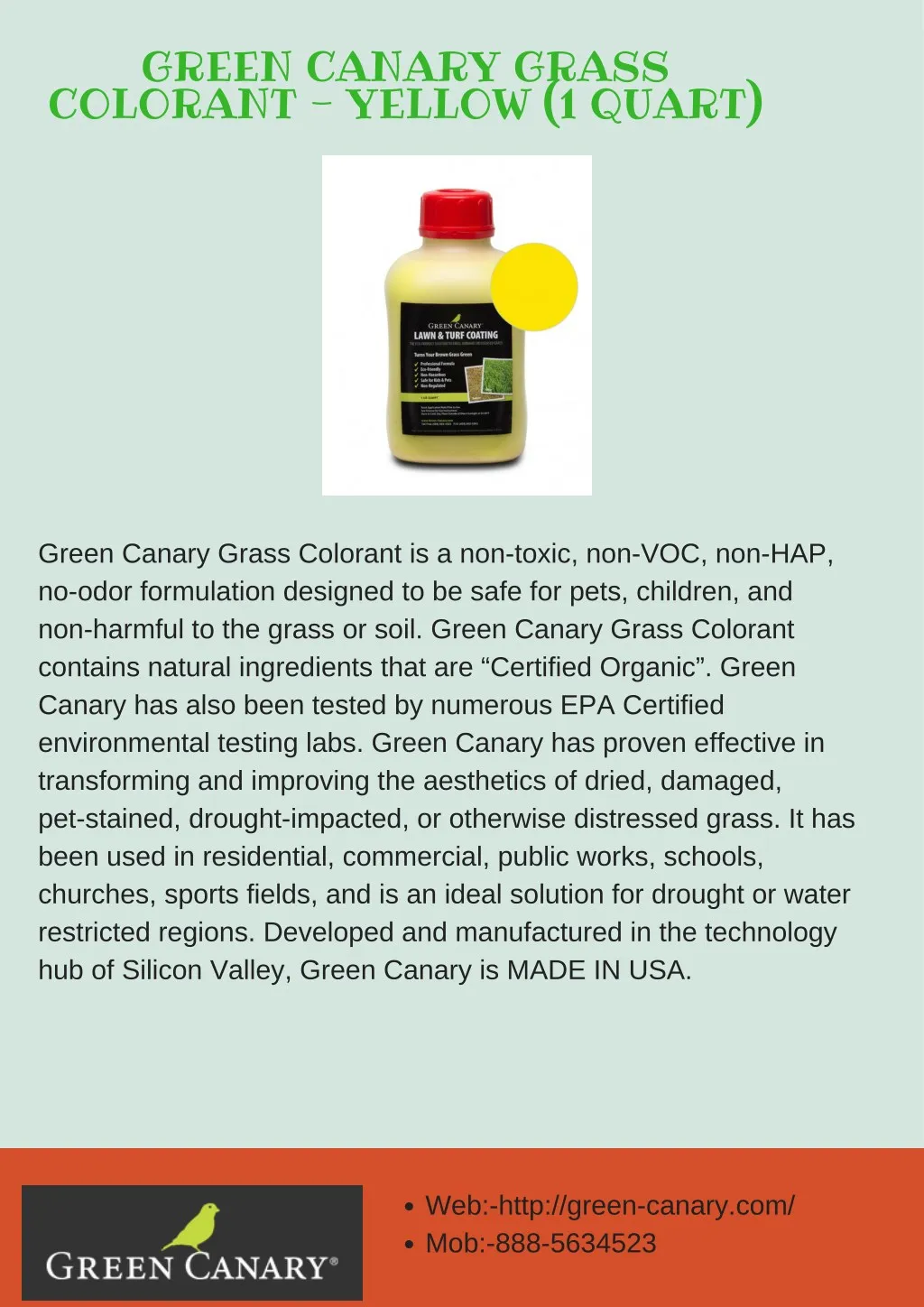 green canary grass colorant yellow 1 quart