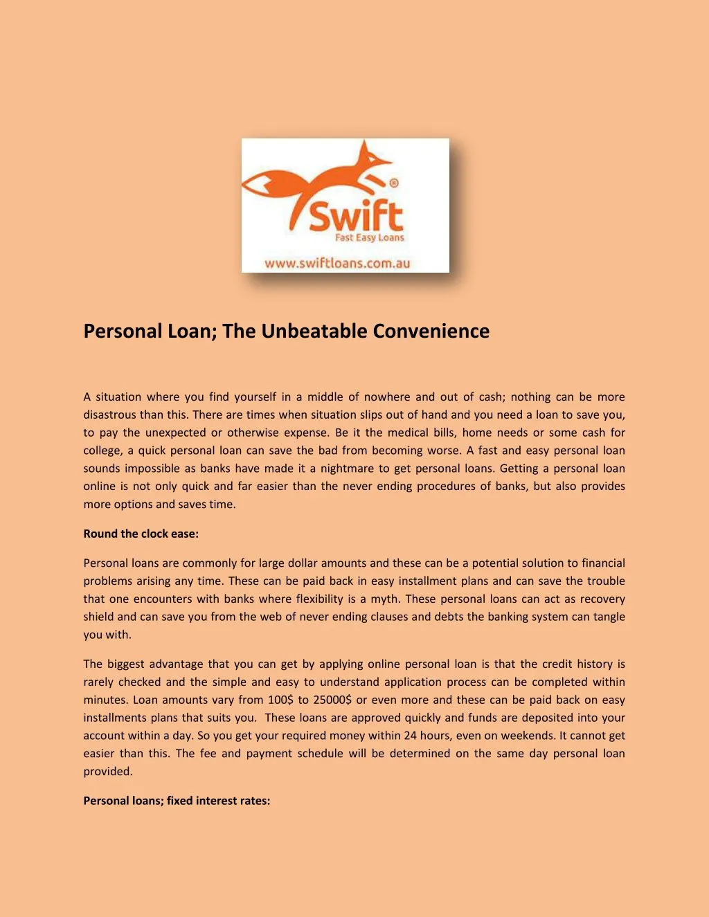 personal loan the unbeatable convenience
