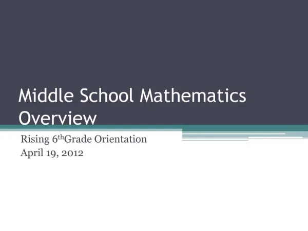Middle School Mathematics Overview