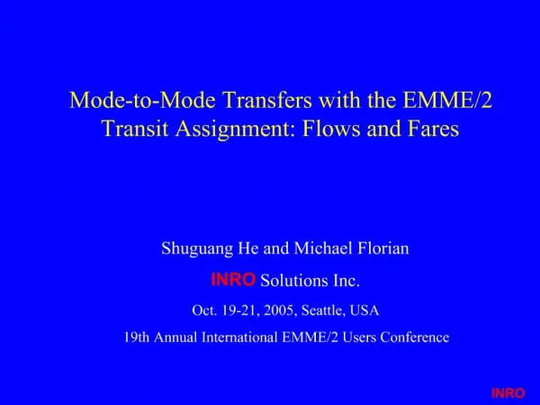 Mode-to-Mode Transfers with the EMME