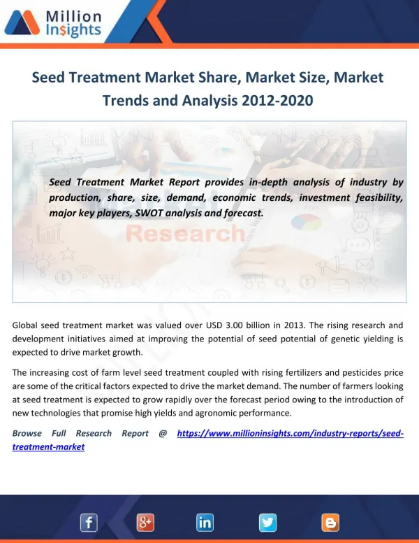 Seed Treatment Market Analysis of Sales, Revenue, Share and Growth Rate 2012-2020